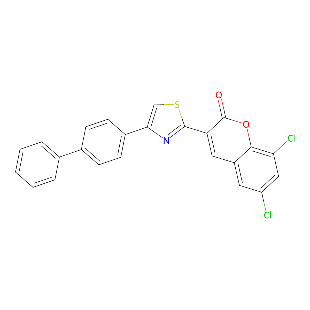 6,8-Dichloro-3-[4-(4-phenylphenyl)-1,3-thiazol-2-yl]chromen-2-one molecular structure, CAS 313687-56-8