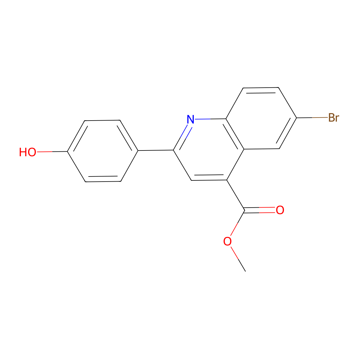 Methyl 6-bromo-2-(4-hydroxyphenyl)quinoline-4-carboxylate molecular structure, CAS 313688-17-4