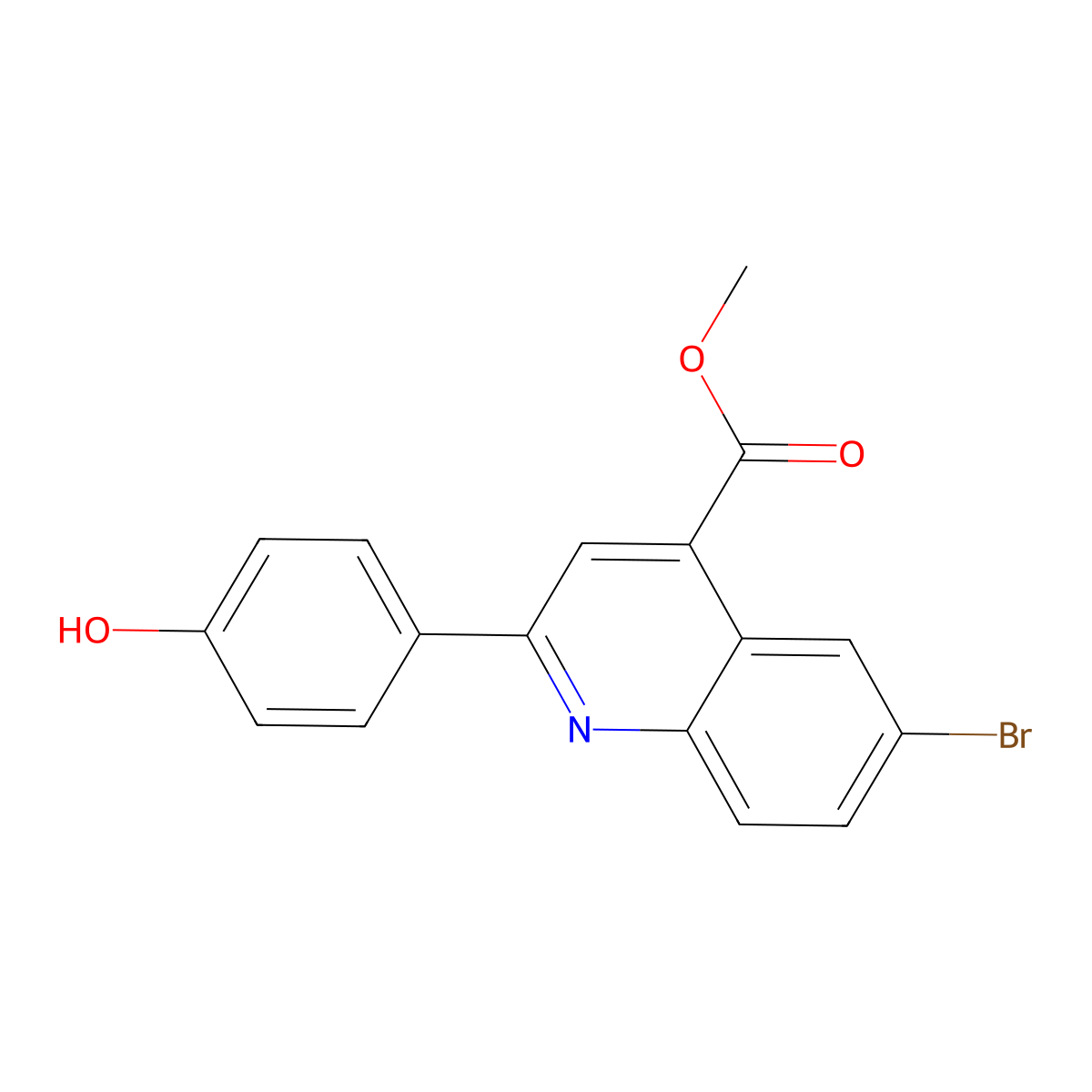 Methyl 6-bromo-2-(4-hydroxyphenyl)quinoline-4-carboxylate molecular structure, CAS 313688-17-4