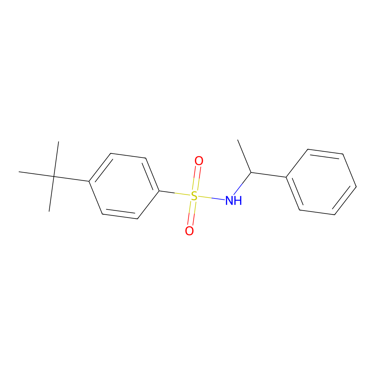 4-tert-butyl-N-(1-phenylethyl)benzenesulfonamide molecular structure, CAS 313688-32-3