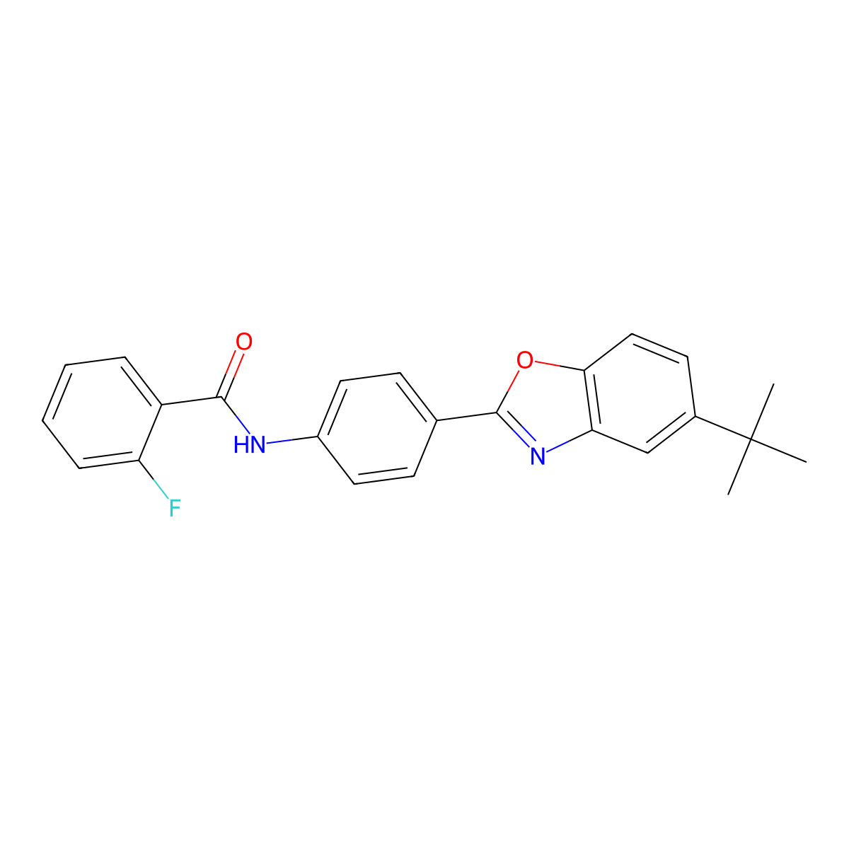 N-[4-(5-tert-butyl-1,3-benzoxazol-2-yl)phenyl]-2-fluorobenzamide molecular structure, CAS 313688-53-8