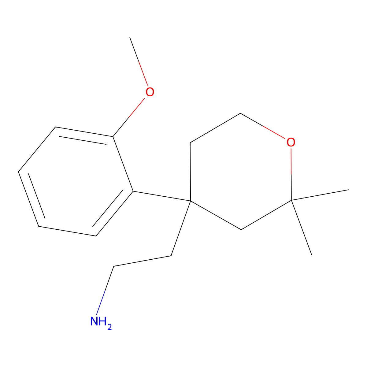 2-[4-(2-Methoxy-phenyl)-2,2-dimethyl-tetrahydro-pyran-4-yl]-ethylamine molecular structure, CAS 313692-98-7