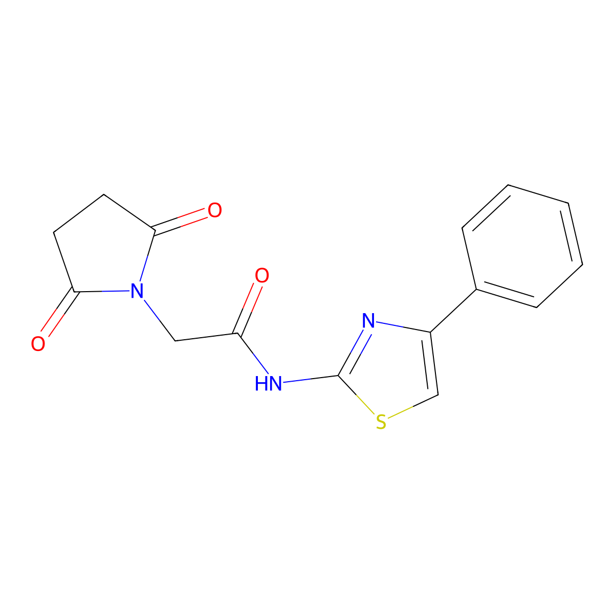 2-(2,5-dioxopyrrolidin-1-yl)-N-(4-phenyl-1,3-thiazol-2-yl)acetamide molecular structure, CAS 313699-31-9