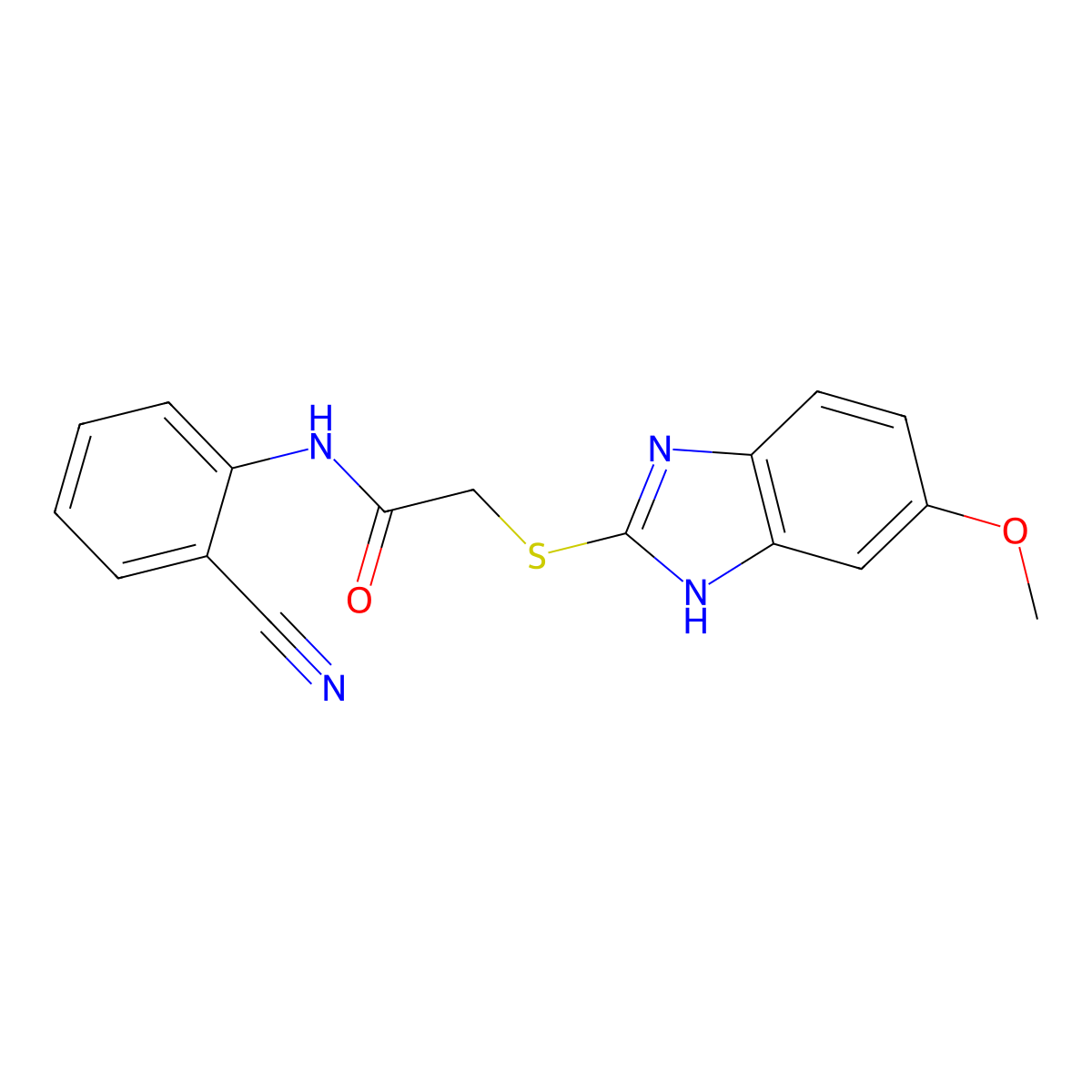 N-(2-cyanophenyl)-2-[(6-methoxy-1H-benzimidazol-2-yl)sulfanyl]acetamide molecular structure, CAS 313699-40-0
