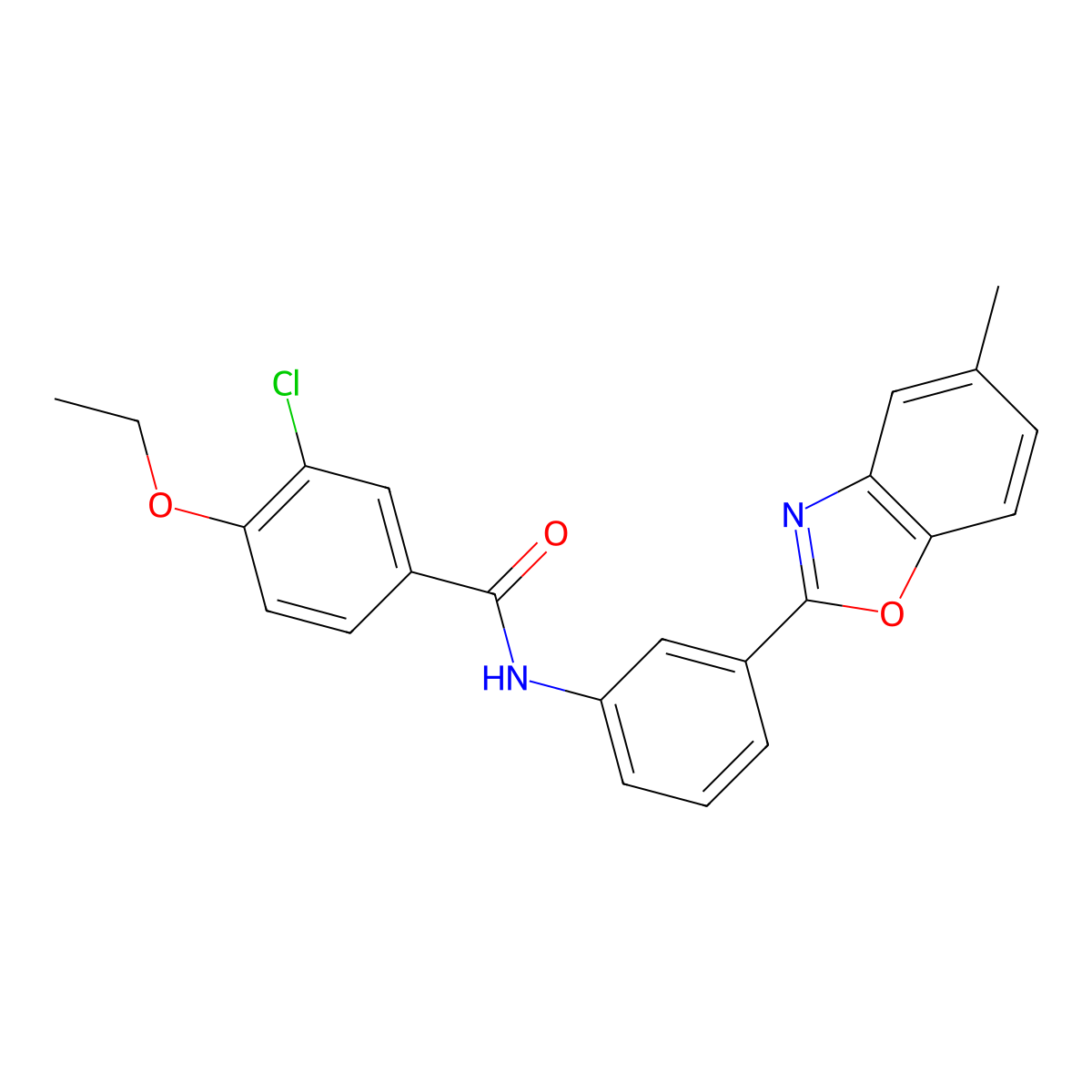 3-chloro-4-ethoxy-N-[3-(5-methyl-1,3-benzoxazol-2-yl)phenyl]benzamide molecular structure, CAS 313699-54-6