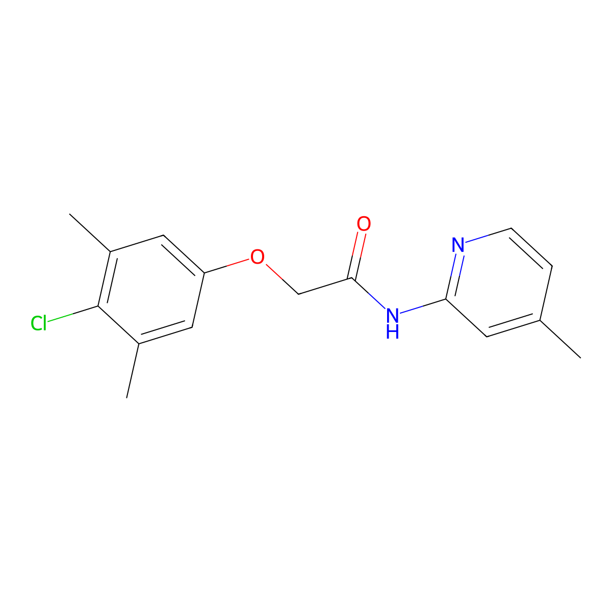 2-(4-chloro-3,5-dimethylphenoxy)-N-(4-methylpyridin-2-yl)acetamide molecular structure, CAS 313700-05-9