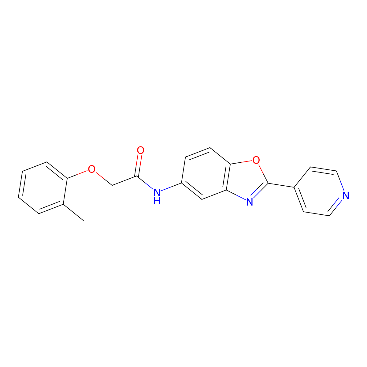 2-(2-methylphenoxy)-N-(2-pyridin-4-yl-1,3-benzoxazol-5-yl)acetamide molecular structure, CAS 313700-14-0