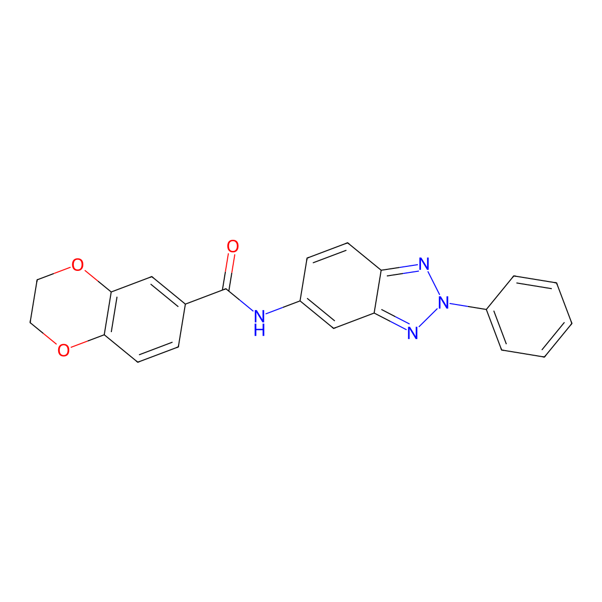 N-(2-phenyl-5-benzotriazolyl)-2,3-dihydro-1,4-benzodioxin-6-carboxamide molecular structure, CAS 313700-86-6