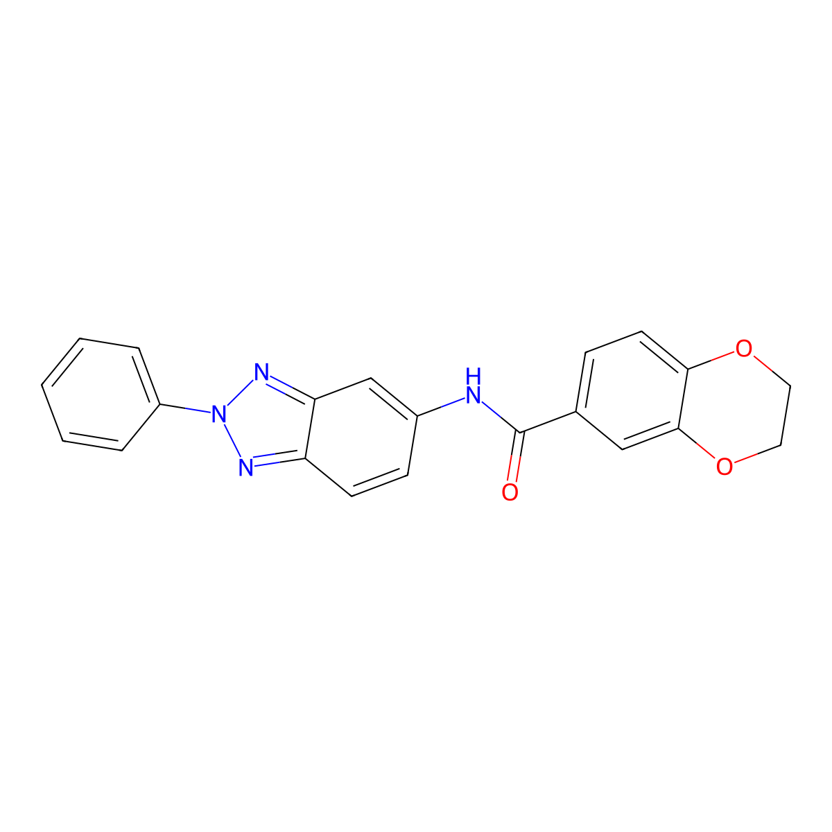 N-(2-phenyl-5-benzotriazolyl)-2,3-dihydro-1,4-benzodioxin-6-carboxamide molecular structure, CAS 313700-86-6