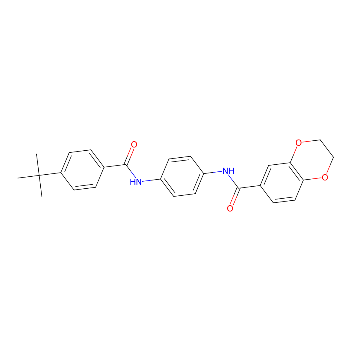 N-[4-[(4-tert-butylbenzoyl)amino]phenyl]-2,3-dihydro-1,4-benzodioxine-6-carboxamide molecular structure, CAS 313700-90-2