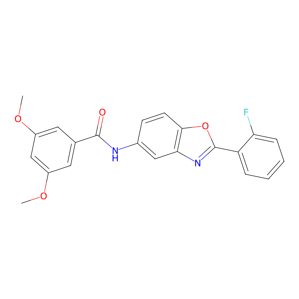 N-[2-(2-fluorophenyl)-1,3-benzoxazol-5-yl]-3,5-dimethoxybenzamide molecular structure, CAS 313701-47-2