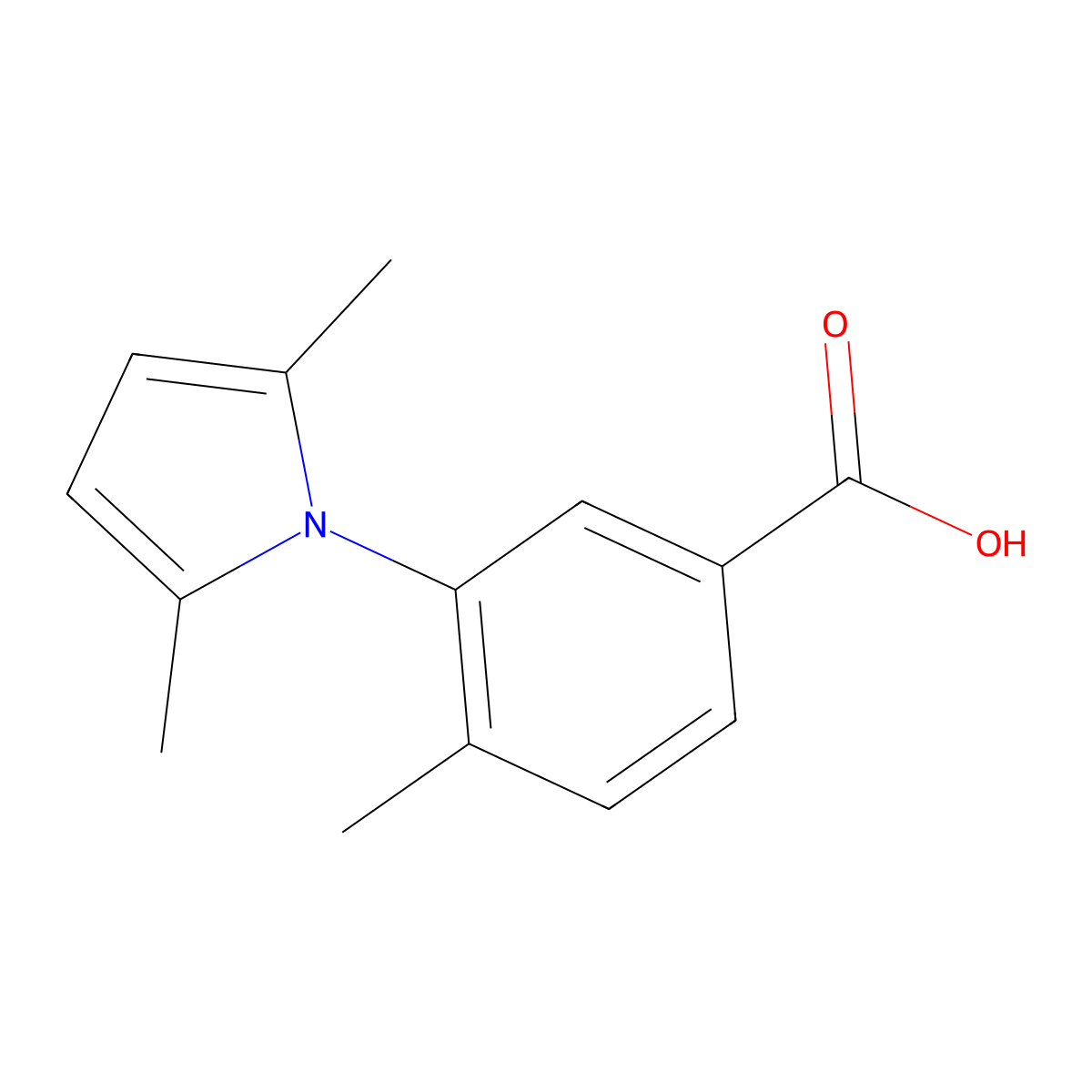 3-(2,5-dimethyl-1H-pyrrol-1-yl)-4-methylbenzoic acid molecular structure, CAS 313701-78-9