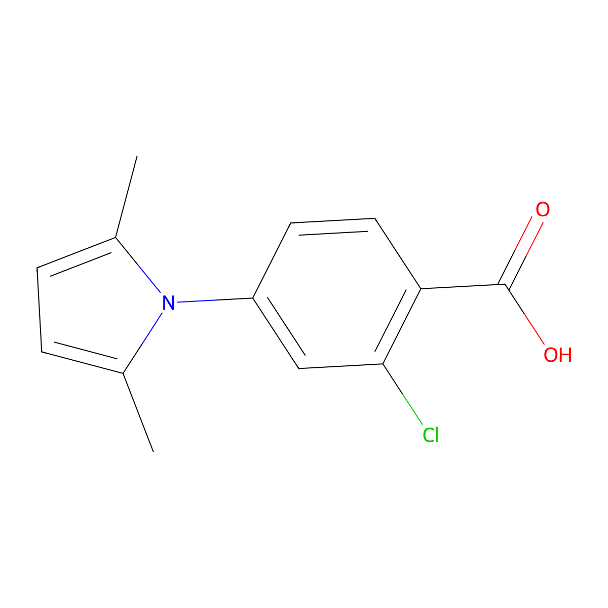 2-Chloro-4-(2,5-dimethyl-pyrrol-1-yl)-benzoic acid molecular structure, CAS 313701-79-0
