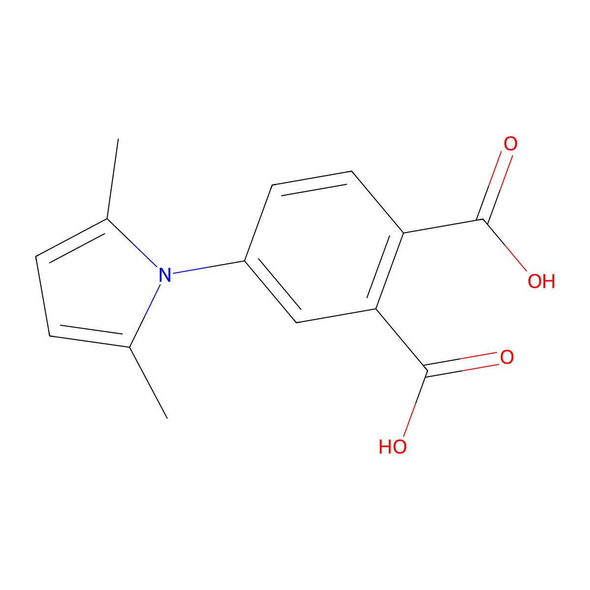 4-(2,5-dimethylpyrrol-1-yl)phthalic Acid molecular structure, CAS 313701-80-3