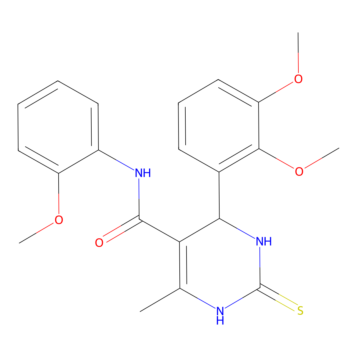 4-(2,3-dimethoxyphenyl)-N-(2-methoxyphenyl)-6-methyl-2-sulfanylidene-3,4-dihydro-1H-pyrimidine-5-carboxamide molecular structure, CAS 313702-08-8