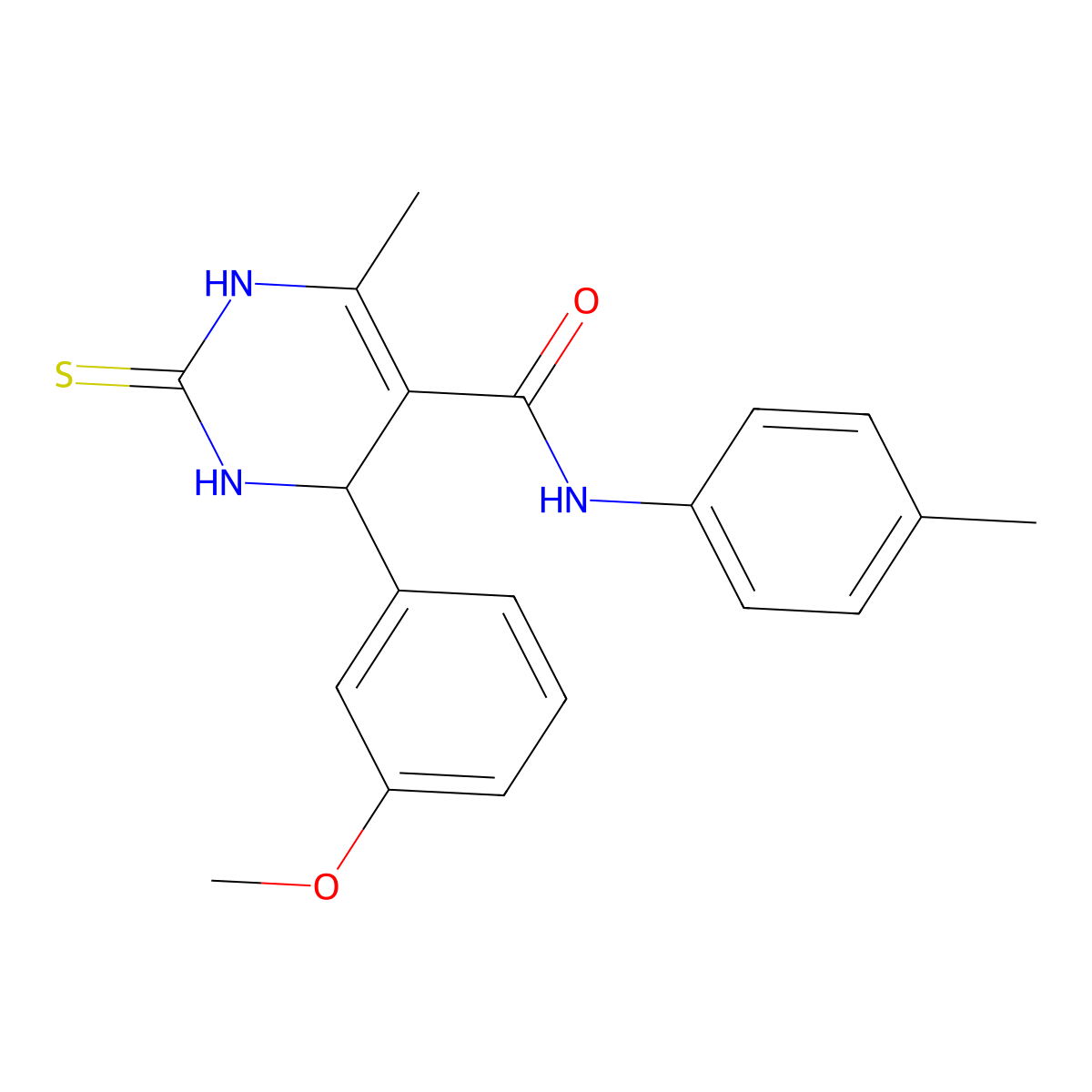 4-(3-methoxyphenyl)-6-methyl-2-thioxo-N-(p-tolyl)-1,2,3,4-tetrahydropyrimidine-5-carboxamide molecular structure, CAS 313702-10-2