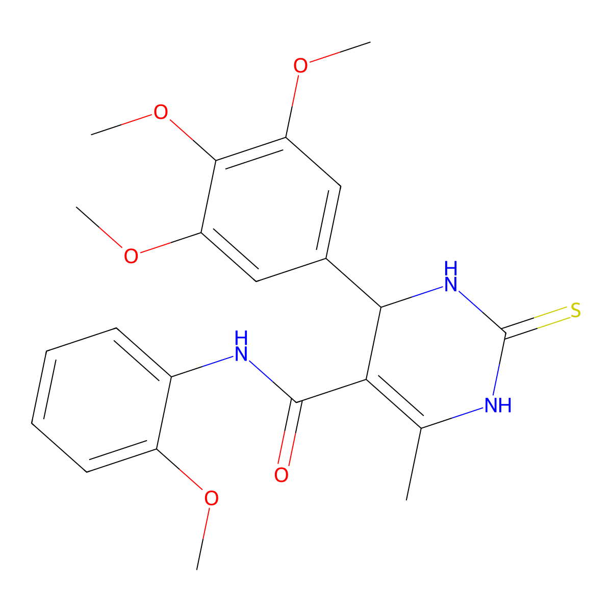 N-(2-methoxyphenyl)-6-methyl-2-sulfanylidene-4-(3,4,5-trimethoxyphenyl)-3,4-dihydro-1H-pyrimidine-5-carboxamide molecular structure, CAS 313702-14-6