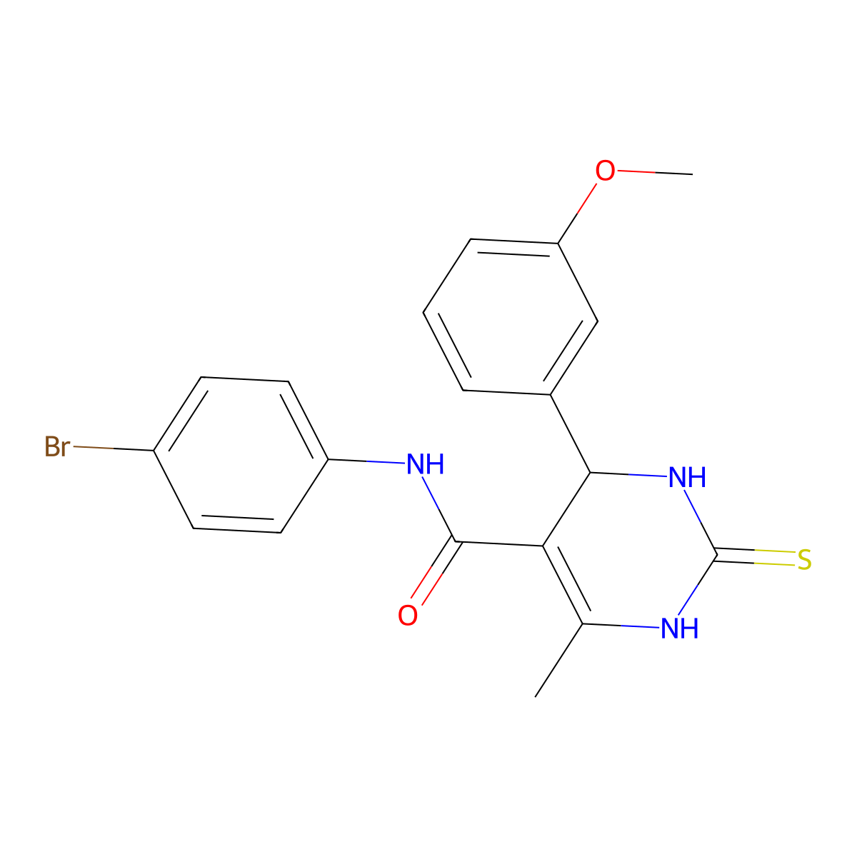N-(4-bromophenyl)-4-(3-methoxyphenyl)-6-methyl-2-thioxo-1,2,3,4-tetrahydro-5-pyrimidinecarboxamide molecular structure, CAS 313702-20-4