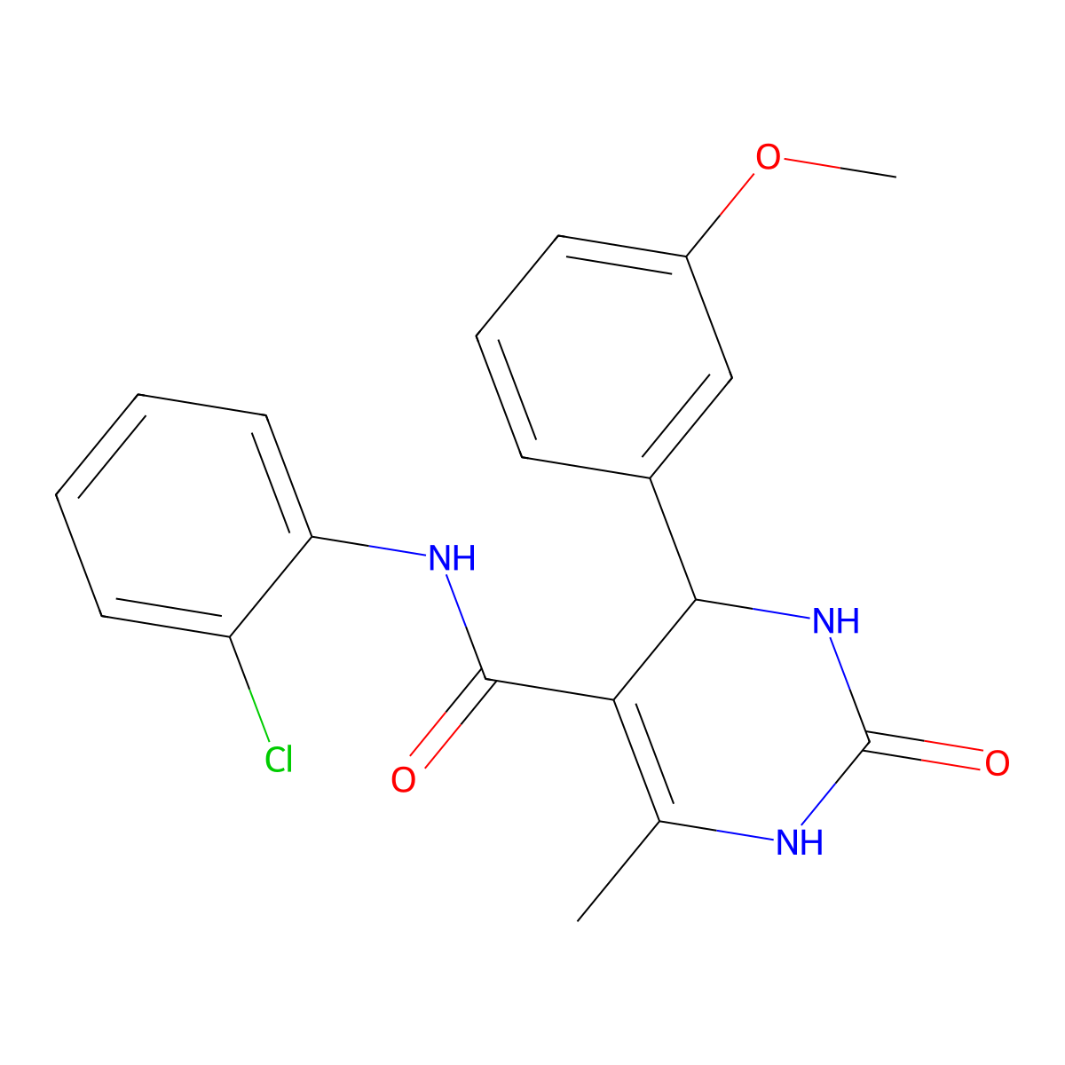 N-(2-chlorophenyl)-4-(3-methoxyphenyl)-6-methyl-2-oxo-1,2,3,4-tetrahydropyrimidine-5-carboxamide molecular structure, CAS 313702-22-6