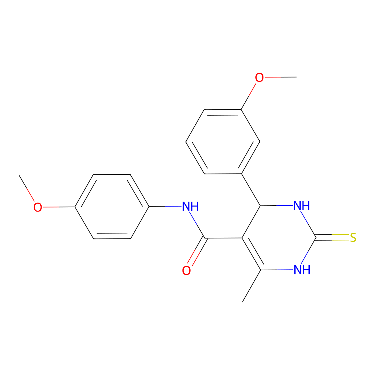 4-(3-methoxyphenyl)-N-(4-methoxyphenyl)-6-methyl-2-sulfanylidene-3,4-dihydro-1H-pyrimidine-5-carboxamide molecular structure, CAS 313702-23-7