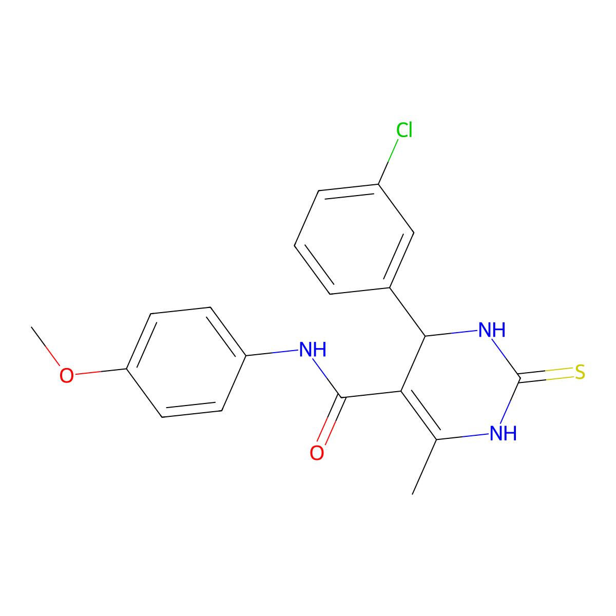 4-(3-chlorophenyl)-N-(4-methoxyphenyl)-6-methyl-2-thioxo-1,2,3,4-tetrahydro-5-pyrimidinecarboxamide molecular structure, CAS 313702-25-9