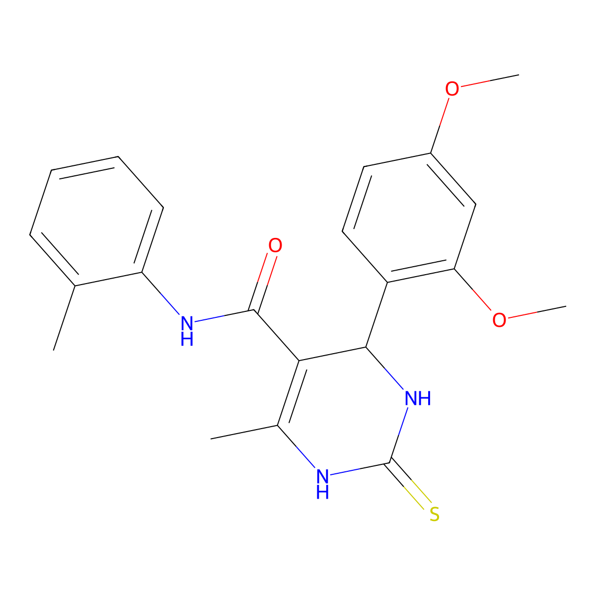 4-(2,4-dimethoxyphenyl)-6-methyl-2-thioxo-N-(o-tolyl)-1,2,3,4-tetrahydropyrimidine-5-carboxamide molecular structure, CAS 313702-26-0