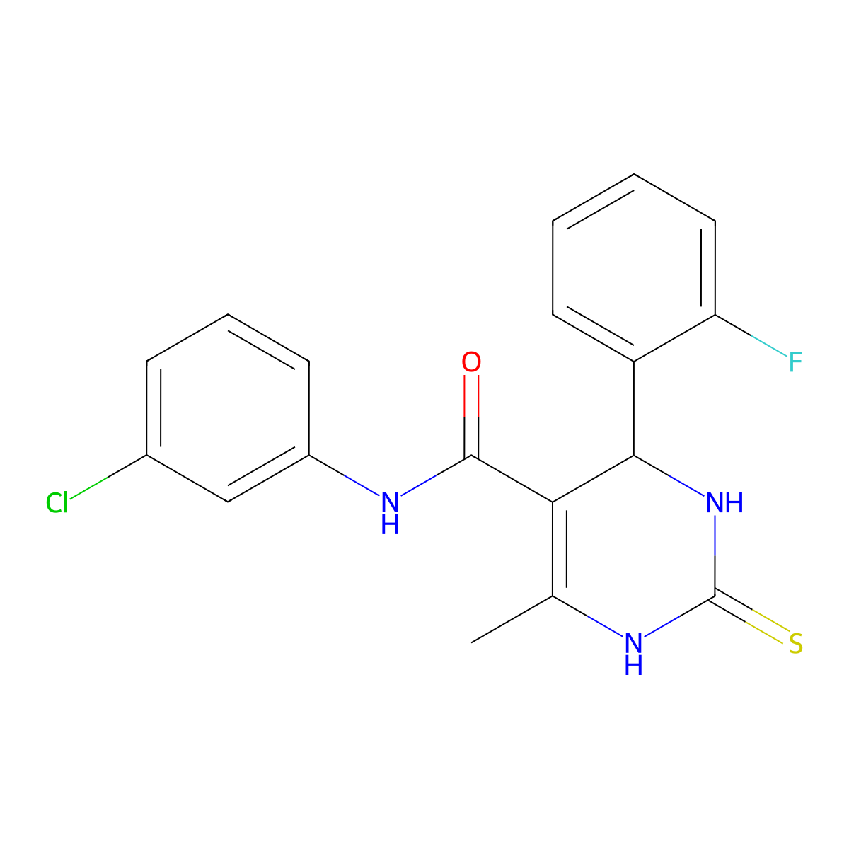 N-(3-chlorophenyl)-4-(2-fluorophenyl)-6-methyl-2-sulfanylidene-1,2,3,4-tetrahydropyrimidine-5-carboxamide molecular structure, CAS 313702-33-9