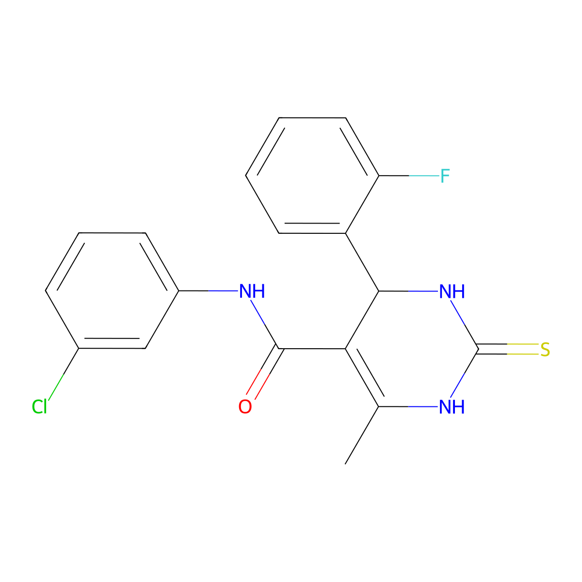 N-(3-chlorophenyl)-4-(2-fluorophenyl)-6-methyl-2-sulfanylidene-1,2,3,4-tetrahydropyrimidine-5-carboxamide molecular structure, CAS 313702-33-9