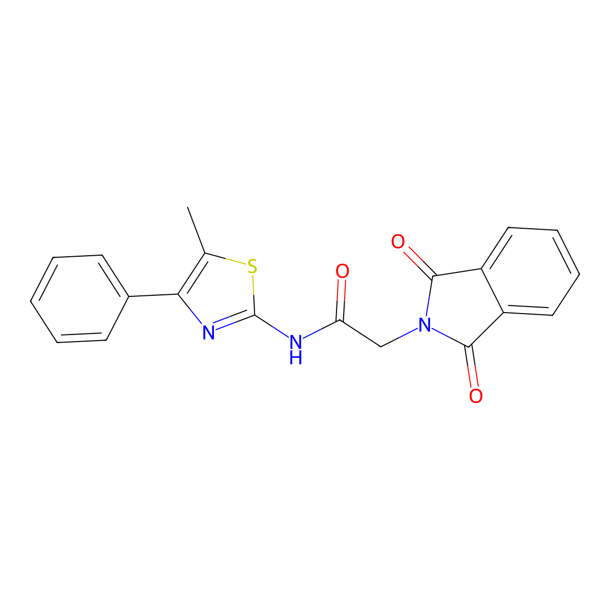 2-(1,3-dioxobenzo[c]azolidin-2-yl)-N-(5-methyl-4-phenyl(1,3-thiazol-2-yl))acet amide molecular structure, CAS 313702-43-1