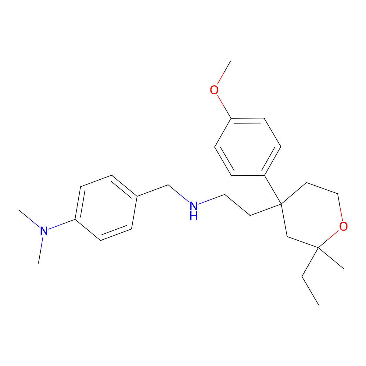 4-[[2-[2-ethyl-4-(4-methoxyphenyl)-2-methyloxan-4-yl]ethylamino]methyl]-N,N-dimethylaniline molecular structure, CAS 313702-62-4