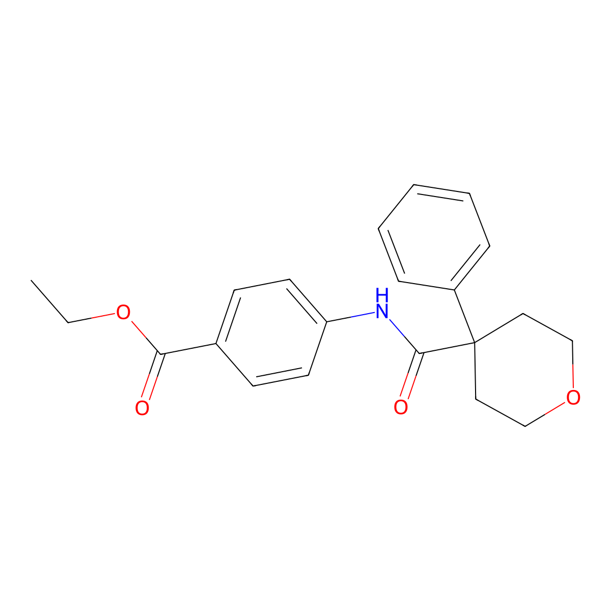 ethyl 4-{[(4-phenyltetrahydro-2H-pyran-4-yl)carbonyl]amino}benzoate molecular structure, CAS 313702-76-0