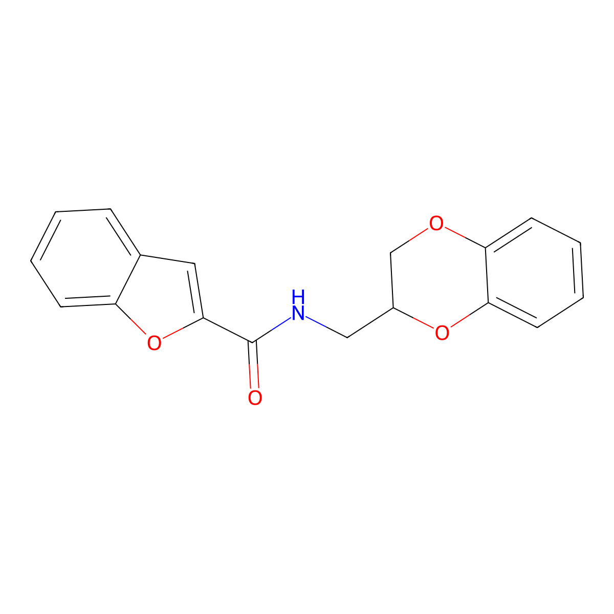 N-(2,3-dihydro-1,4-benzodioxin-2-ylmethyl)-1-benzofuran-2-carboxamide molecular structure, CAS 313702-79-3