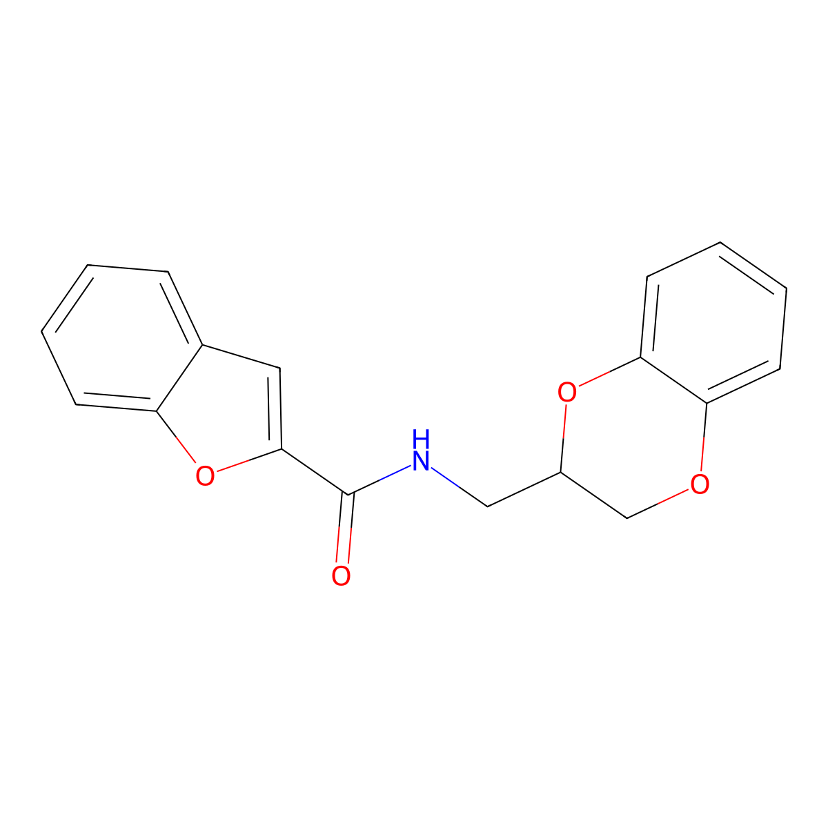 N-(2,3-dihydro-1,4-benzodioxin-2-ylmethyl)-1-benzofuran-2-carboxamide molecular structure, CAS 313702-79-3