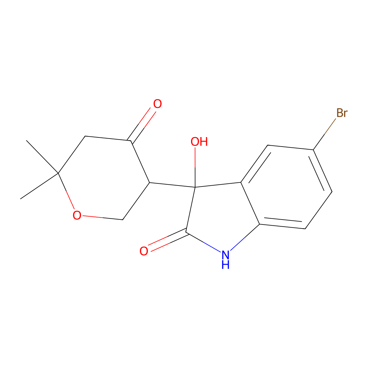 5-bromo-3-(6,6-dimethyl-4-oxooxan-3-yl)-3-hydroxy-1H-indol-2-one molecular structure, CAS 313702-91-9