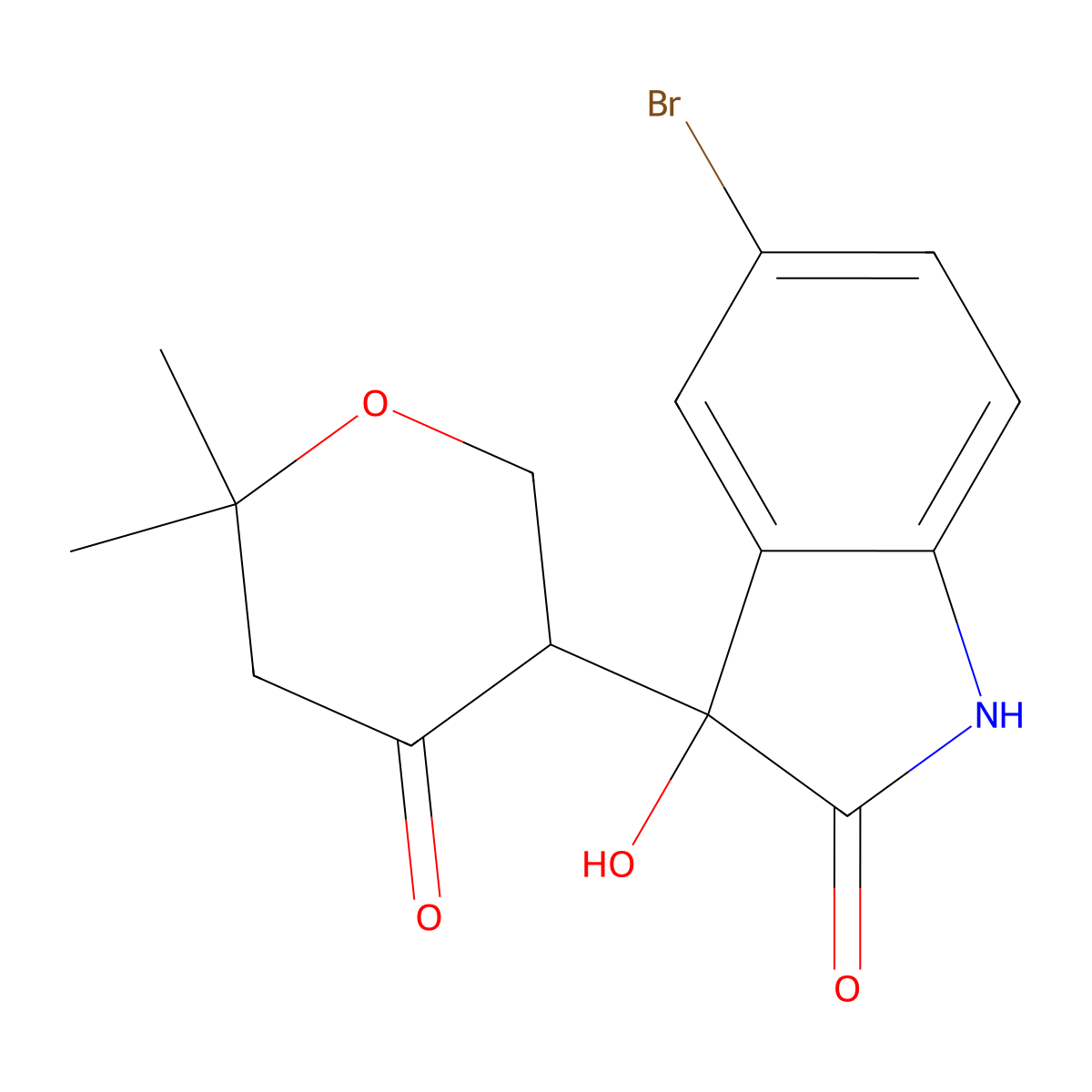 5-bromo-3-(6,6-dimethyl-4-oxooxan-3-yl)-3-hydroxy-1H-indol-2-one molecular structure, CAS 313702-91-9