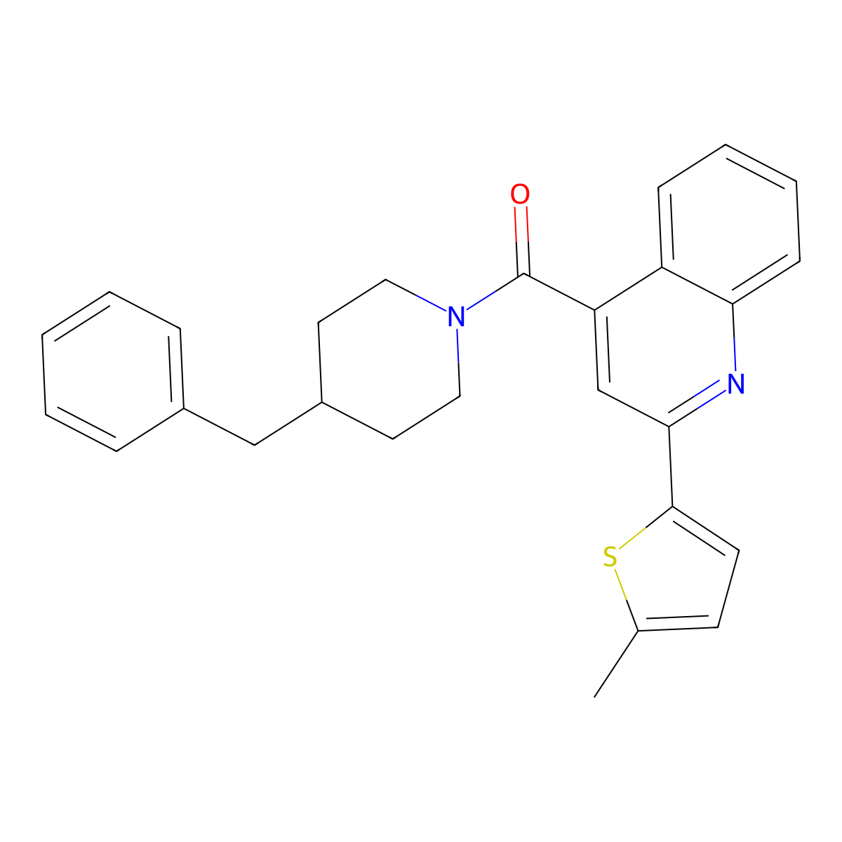 (4-Benzylpiperidin-1-yl)-[2-(5-methylthiophen-2-yl)quinolin-4-yl]methanone molecular structure, CAS 313703-17-2