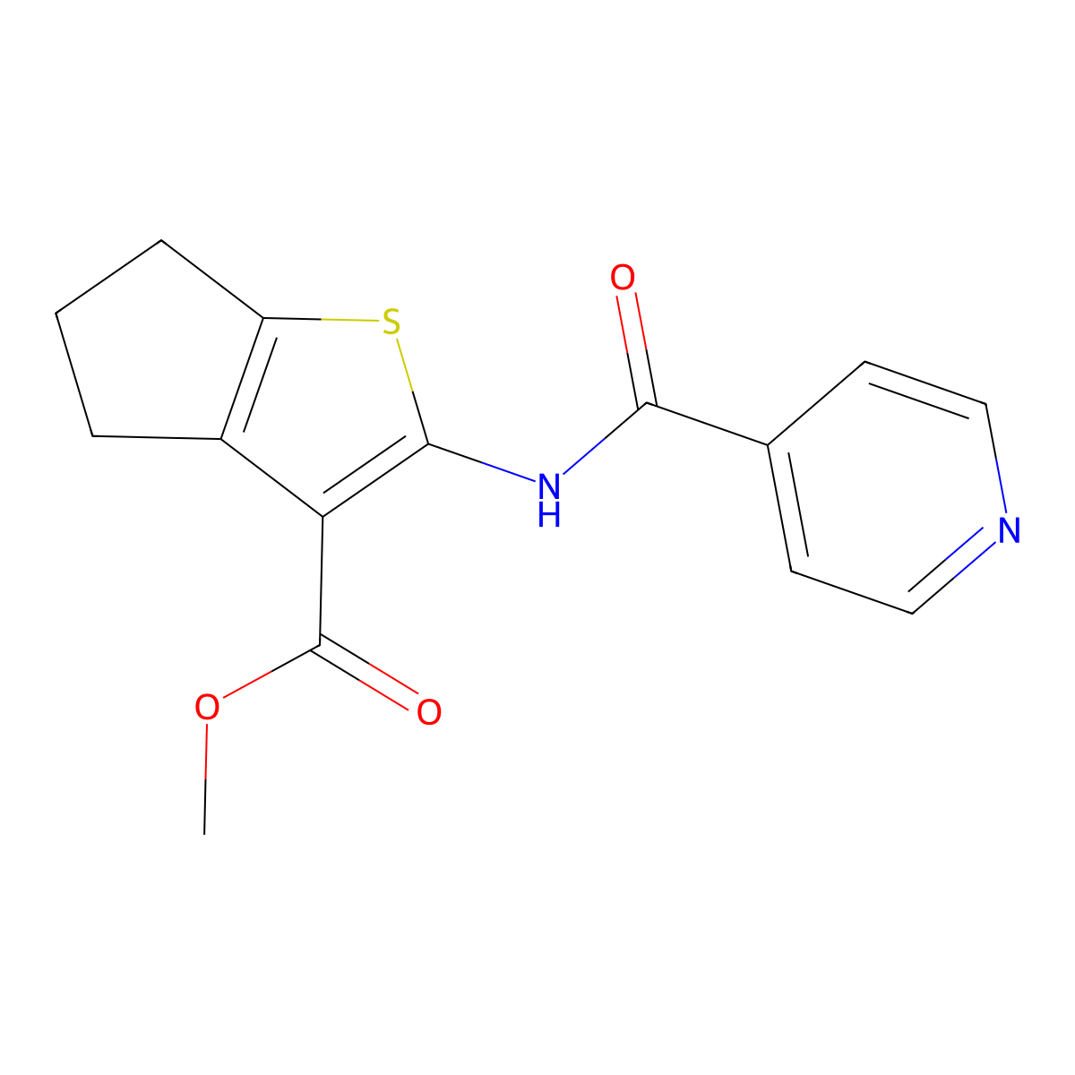 methyl 2-(isonicotinoylamino)-5,6-dihydro-4H-cyclopenta[b]thiophene-3-carboxylate molecular structure, CAS 313703-34-3