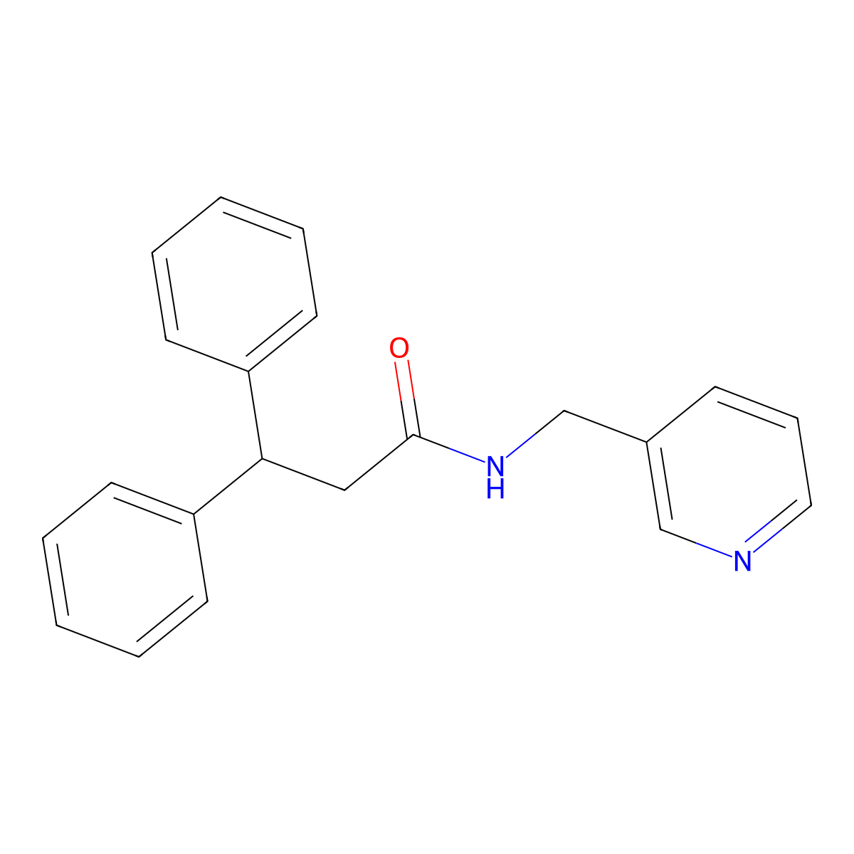 3,3-diphenyl-N-(pyridin-3-ylmethyl)propanamide molecular structure, CAS 313703-38-7