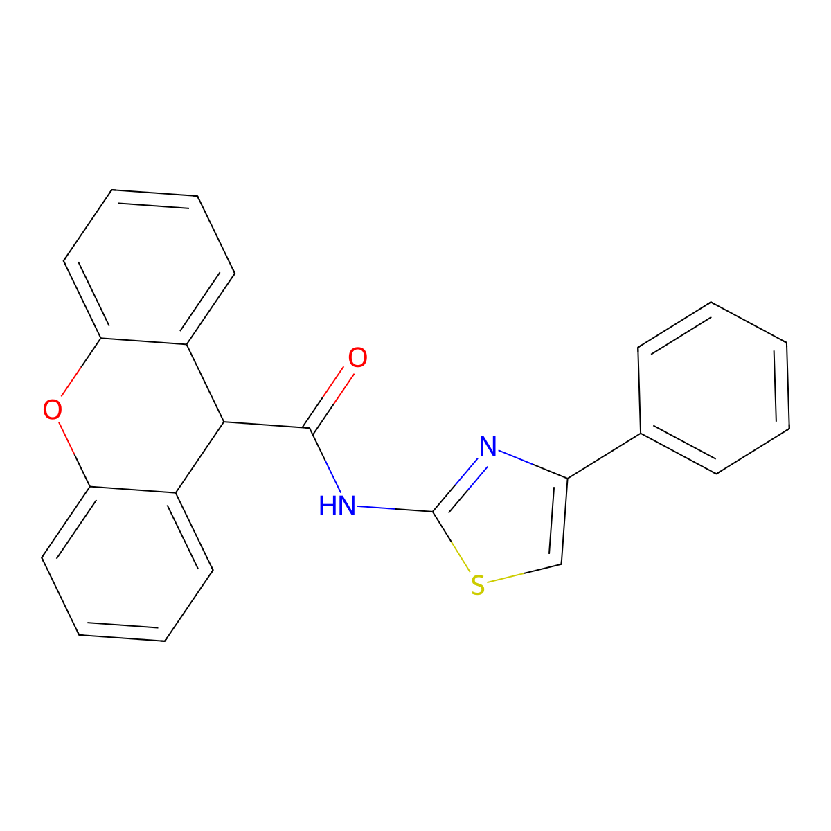 N-(4-phenyl-1,3-thiazol-2-yl)-9H-xanthene-9-carboxamide molecular structure, CAS 313703-52-5