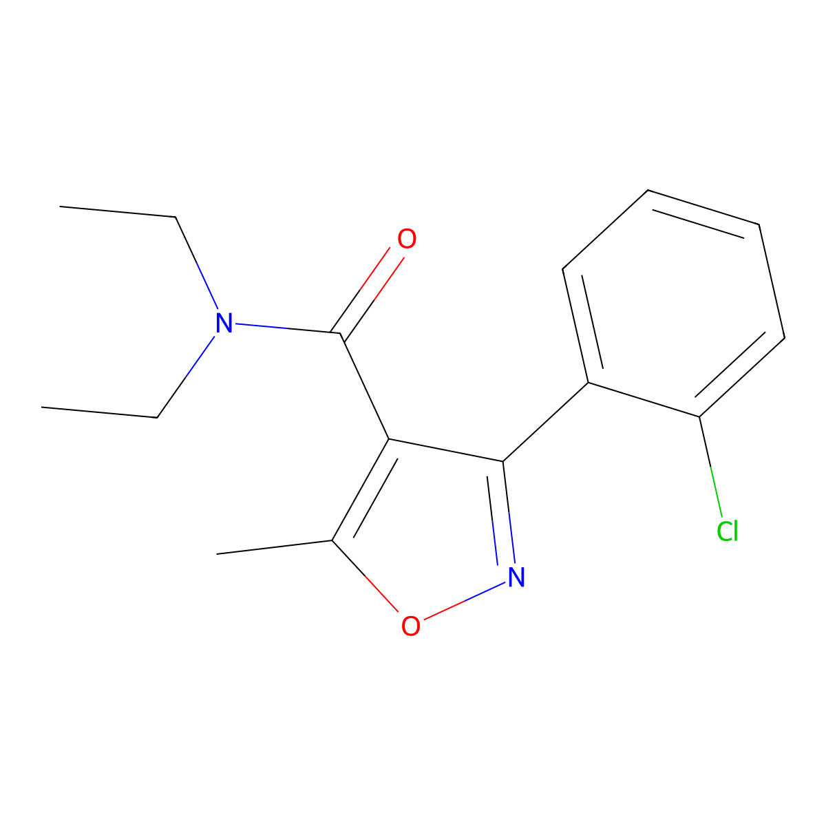 3-(2-chlorophenyl)-N,N-diethyl-5-methyl-1,2-oxazole-4-carboxamide molecular structure, CAS 313703-67-2