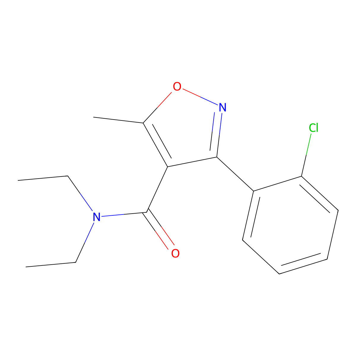 3-(2-chlorophenyl)-N,N-diethyl-5-methyl-1,2-oxazole-4-carboxamide molecular structure, CAS 313703-67-2