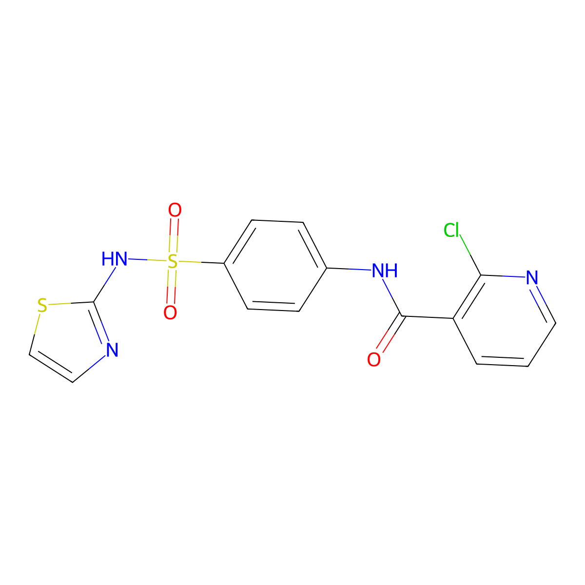 2-chloro-N-[4-(1,3-thiazol-2-ylsulfamoyl)phenyl]pyridine-3-carboxamide molecular structure, CAS 313703-84-3