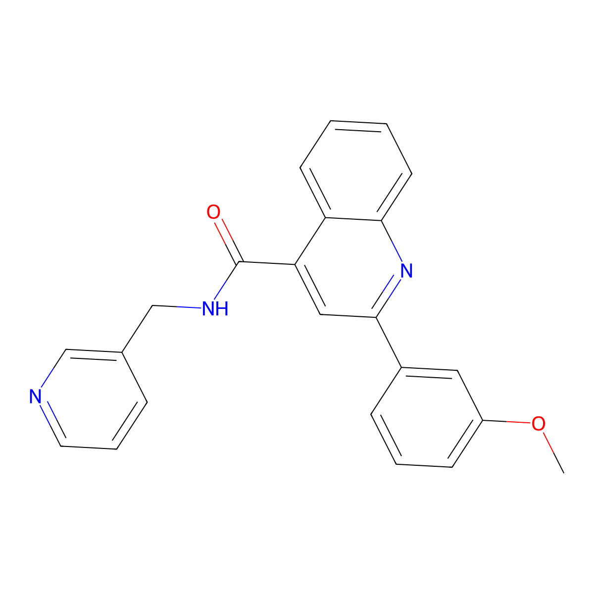 2-(3-methoxyphenyl)-N-(pyridin-3-ylmethyl)quinoline-4-carboxamide molecular structure, CAS 313703-86-5