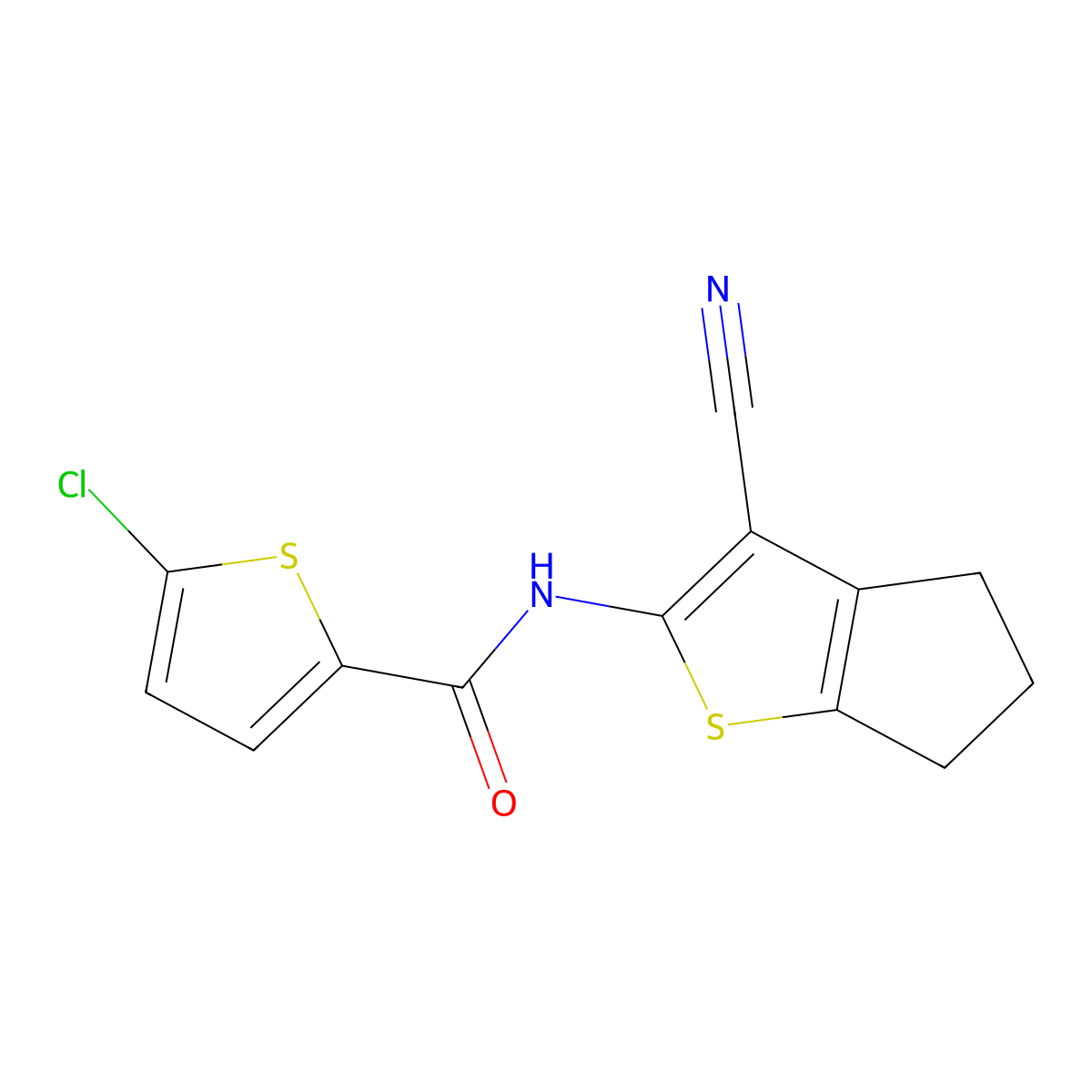 5-chloro-N-(3-cyano-5,6-dihydro-4H-cyclopenta[b]thiophen-2-yl)thiophene-2-carboxamide molecular structure, CAS 313704-09-5