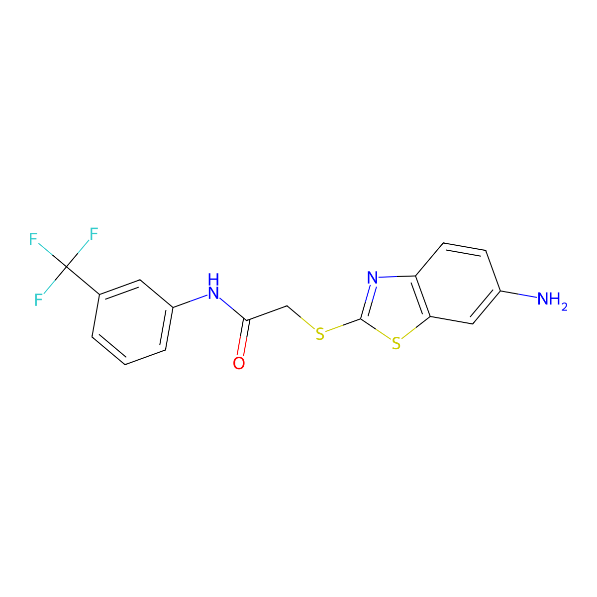 2-[(6-amino-1,3-benzothiazol-2-yl)sulfanyl]-N-[3-(trifluoromethyl)phenyl]acetamide molecular structure, CAS 313704-80-2