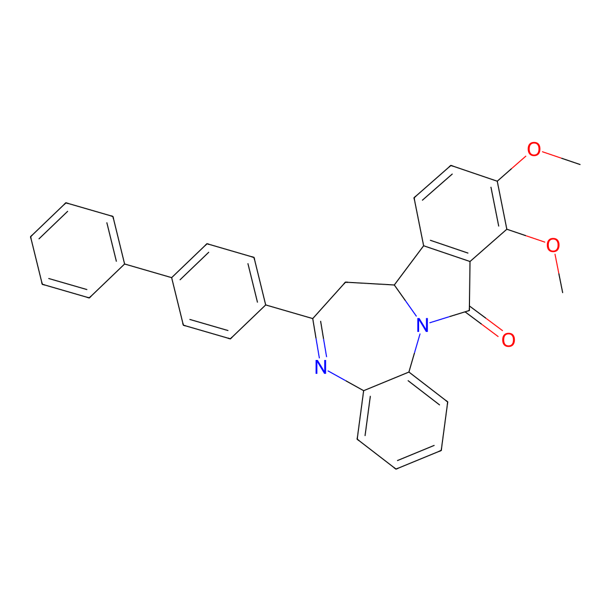 10,11-Dimethoxy-6-(4-phenylphenyl)-7,7a-dihydroisoindolo[2,3-a][1,5]benzodiazepin-12-one molecular structure, CAS 313705-00-9