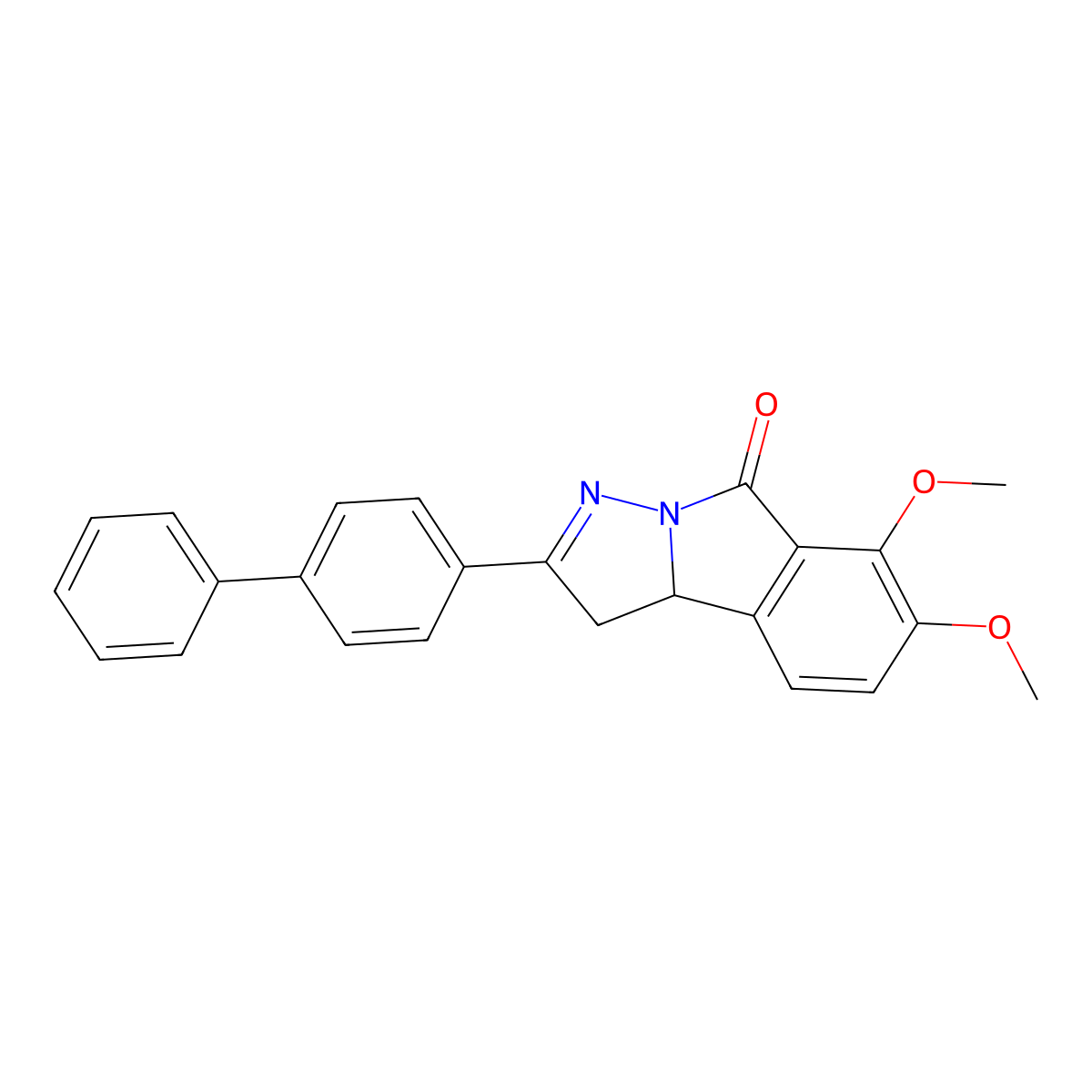 2-([1,1'-biphenyl]-4-yl)-6,7-dimethoxy-3H-pyrazolo[5,1-a]isoindol-8(3aH)-one molecular structure, CAS 313705-01-0