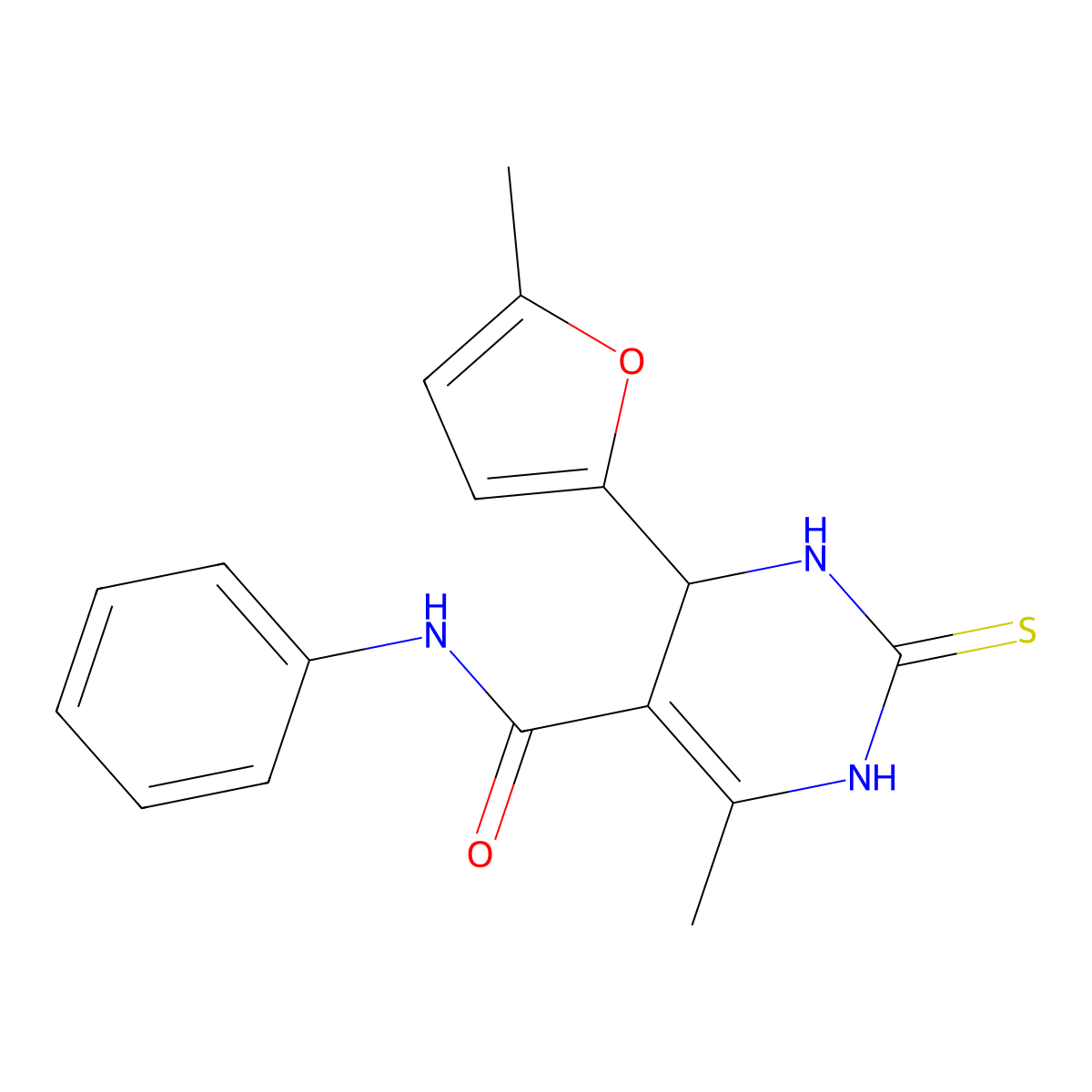 6-methyl-4-(5-methylfuran-2-yl)-N-phenyl-2-sulfanylidene-3,4-dihydro-1H-pyrimidine-5-carboxamide molecular structure, CAS 313705-08-7