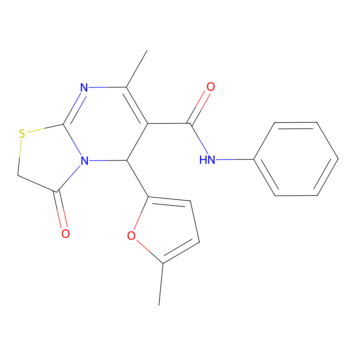 7-methyl-5-(5-methylfuran-2-yl)-3-oxo-N-phenyl-5H-[1,3]thiazolo[3,2-a]pyrimidine-6-carboxamide molecular structure, CAS 313705-13-4