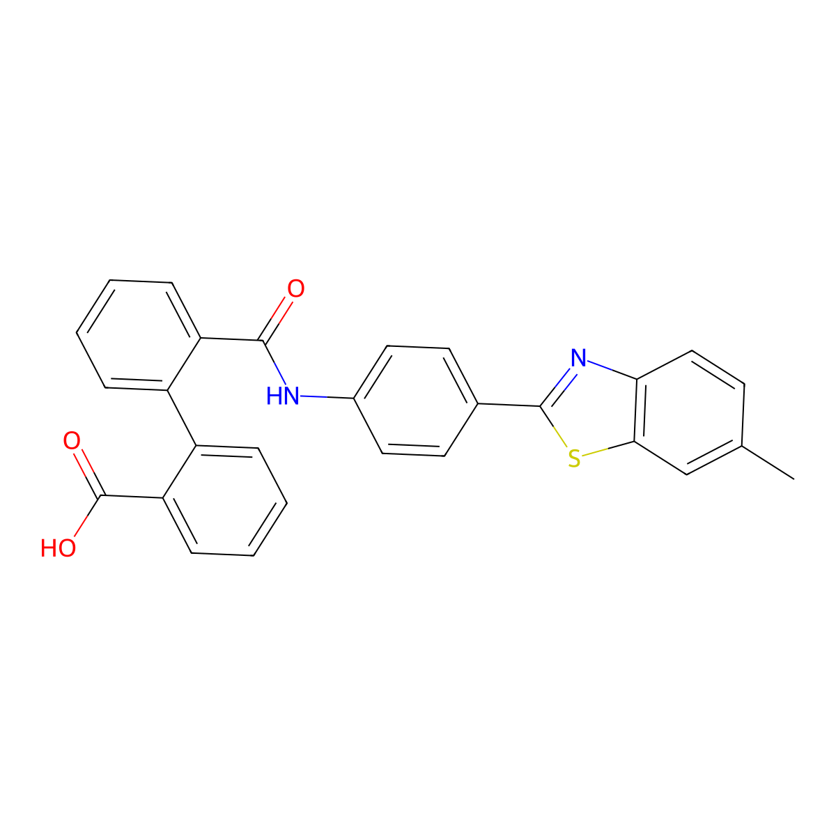 2'-{[4-(6-Methyl-1,3-benzothiazol-2-yl)phenyl]carbamoyl}biphenyl-2-carboxylic acid molecular structure, CAS 313705-14-5